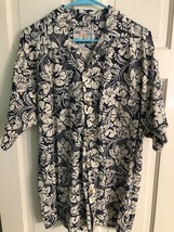 Paradise of the Pacific Hawaiian Print Shirt, L, Blue and Tan - £10.16 GBP