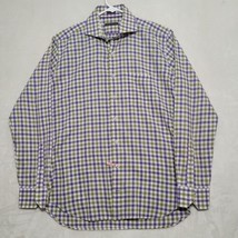 Peter Millar Men’s Shirt Large Plaid Checked Purple Green Long Sleeve Button Up - £20.39 GBP