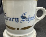 ANTIQUE 1880-1920’s Personalized SHAVING MUG - Henry Schnell - £43.65 GBP