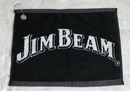 New Jim BeamTerry Bourbon Whiskey Golf Towel Metal Hook Black &amp; White 16... - £22.44 GBP