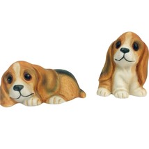 2 Homco BASSET HOUND DOGS Beagles Porcelain Figurines 1407 Vintage - £14.60 GBP