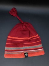 Mountain Hardware Beanie Unisex Red Orange Grey Striped Knit - $24.74