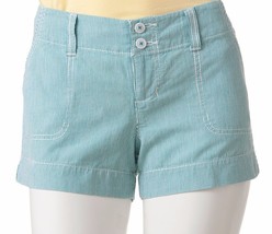 SO Juniors Size 9 Green Candy Striped Belted Shorts - £10.33 GBP