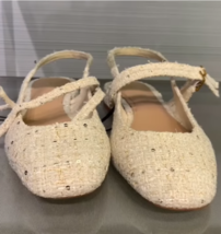 Zara Bnwt 2024. Ecru White Tweed Slide Shoes Loafers Slingback. 1552/310 - £49.81 GBP