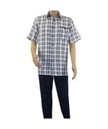 Men 2pc Walking Leisure Suit Short Sleeves By DREAMS Checker 282-01 Navy... - $158.17 CAD