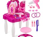 PREXTEX Kids Makeup Table with Mirror and Chair, Princess Play Set, Kids... - $96.89