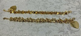 Charm Bracelet Heavy Gold Tone 7-1/2” Heart Design 21-1198 - £14.91 GBP