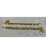 Charm Bracelet Heavy Gold Tone 7-1/2” Heart Design 21-1198 - £15.00 GBP