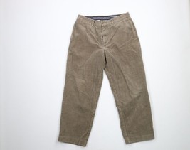 Vintage J Crew Mens 34x28 Faded Flat Front Wide Leg Corduroy Pants Green AS IS - $39.55