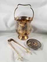 Vintage Leonard Ornate Silver Ice Bucket Basket Bird Feet Tongs EPNS A1 - $45.79