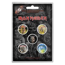 IRON MAIDEN face of eddie 2017 BUTTON BADGE PACK (5) official merchandis... - £6.75 GBP