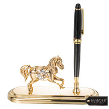 24K Gold Plated Executive Desk Set With Pen and Horse Ornament by Matashi - £33.01 GBP