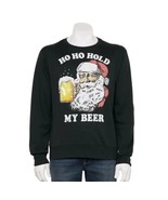 Ho Ho Hold My Beer Ugly Christmas Santa Sweatshirt Black Men’s Size Medi... - $23.36