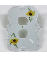 Single Gang Outlet Plate Cover Ceramic White Yellow Sunflower Duplex Rec... - £27.53 GBP