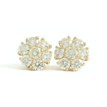 Authenticity Guarantee 
Round Cluster Flower Diamond Stud Earrings 14K Yellow... - £3,672.35 GBP