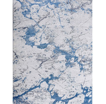 2&#39; X 3&#39; Blue and Silver Abstract Shag Printed Washable Non Skid Area Rug - £43.70 GBP+