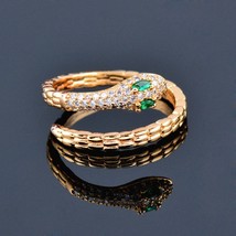 SINLEERY Sexy Green Eyes Crystal Snake Gold Color Adjustable Size Rings Women 20 - £8.72 GBP