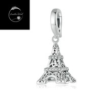 Genuine 925 Sterling Silver Love Paris Eiffel Tower Dangle Charm For Bracelets - £16.98 GBP
