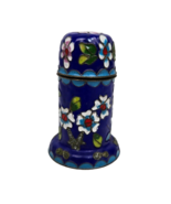 Vintage Cloisonne Enamel Jar with Lid Toothpick Match Holder Cobalt Blue... - $12.99