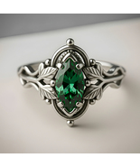Elven Leaf Marquise Ring | 925 Sterling Silver | Nature Inspired Fantasy Jewelry - $68.50