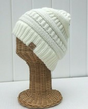 Beanie Hat New Soft Stretch Knit Thick Baggy Cap Unisex Solid Color Ivory # L - £6.12 GBP