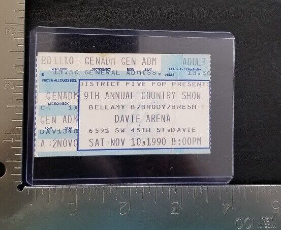 Primary image for THE BELLAMY BROTHERS - VINTAGE OCT. 10, 1990 DAVIE, FLORIDA CONCERT TICKET STUB