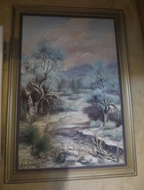 Vtg Lucian Leinfelder Oil On Canvas board Texas Artist 39&quot;x27&quot; Desert Landscape - £199.83 GBP