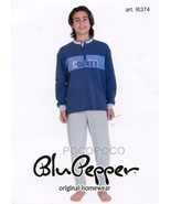 PIGIAMA SERAFINO RAGAZZO MANICA LUNGA COTONE INTERLOCK  BLU PEPPER ART. ... - $38.36 CAD