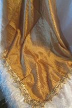 TABLE TOP COVER - CRINKLE FABRIC, GOLD W/GOLD TRIM 34 X 34" OVERALL - $5.40