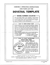 1969 Craftsman Dovetail Template. Model No. 315.25720 Instructions - £15.61 GBP