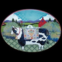Certified International Jim Shore Barnyard Dairy Cow Farm Large Folk Art Platter - £55.74 GBP