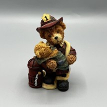 Vintage 90s Boyds Bears? 4&quot; Resin Fire Fighter Figurine Elliot the Hero Bear - £11.60 GBP