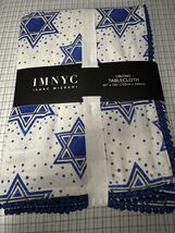 ISAAC MIZRAHI JEWISH STARS 1pc 60" x 120" HOLIDAY TABLECLOTH  BLUE/WHITE... - $42.29