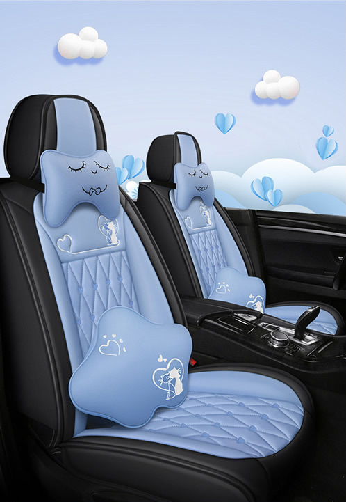 Full Leather Cartoon Car Seat Covers Set Universal Car Interior 4 Colors... - $169.99