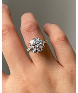 Round Hidden Halo Simulated Engagement Ring, Gold Round Ring, Vintage Cz... - £89.09 GBP