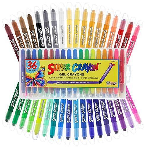 SuperColor Gel Crayons - Set of 36 Vibrant, Smooth Glide Colors for Easy Blendin