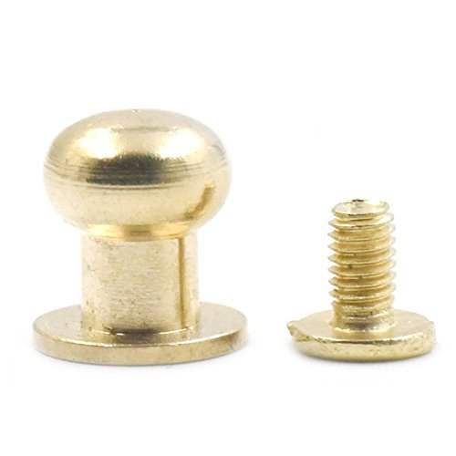 Bluemoona 20 Sets - 8mm 5/16" Head Button Brass Stud Screwback Screw Back Spots