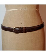 Belt 36&quot; to 40&quot; NEW Size L Leather Cow Gold Brass Buckle Dark Brown Unis... - $20.58