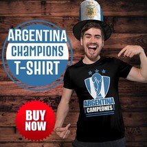 Argentina Champions World Cup 2022 Unisex Black T- Shirt  - £17.32 GBP+