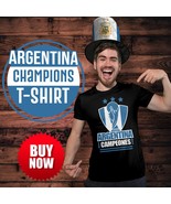 Argentina Champions World Cup 2022 Unisex Black T- Shirt  - $30.07 CAD+