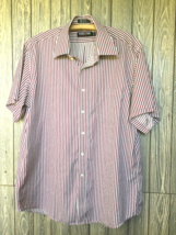 MENS Kirkland Signature Non-Iron Red &amp; White Stripe Short Sleeve Shirt 1... - $12.09