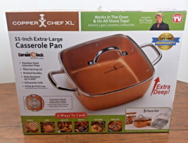 Copper Chef XL 11 &quot; XL Extra Deep Capacity Casserole Pan 5 PC Set Open Box - £51.84 GBP