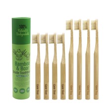 Gaia Guy Natural Bristle Bamboo Toothbrush Family Pack - Compostable  - 8-Pack - £20.63 GBP