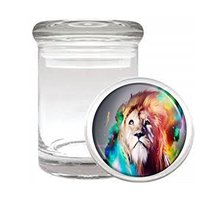 Galaxy Rainbow Lion Em1 Medical Glass Stash Jar 3&#39;&#39; X 2&#39;&#39; Herb And Spice Storage - £6.35 GBP