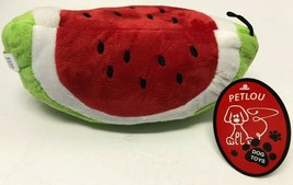 Pet Lou Petlou 8&quot; Watermelon Slice Squeaky Plush Summertime Magic Dog Pet Toy - £12.05 GBP