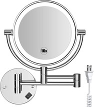 Sanawell 8 Inch Led Wall Mounted Makeup Mirror Double Sided With 1X/10X, Chrome - £62.34 GBP