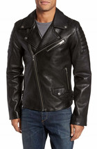 Mens Leather Jacket Stylish SlimFit Genuine Lambskin Motorcycle Bomber B... - $160.00 CAD