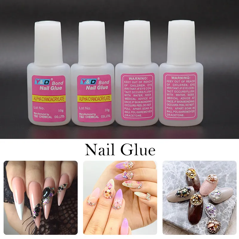 House Home 10g Fast Drying Nail Glue for False Nails Glitter Acrylic Nail Rhines - £19.54 GBP
