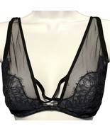 32DD Victoria&#39;s Secret Very Sexy Navy silver shimmer Lace Unlined Plunge... - £22.79 GBP