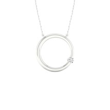 10K White Gold 1/10ct TDW Diamond Solitaire Circle Necklace - £224.50 GBP